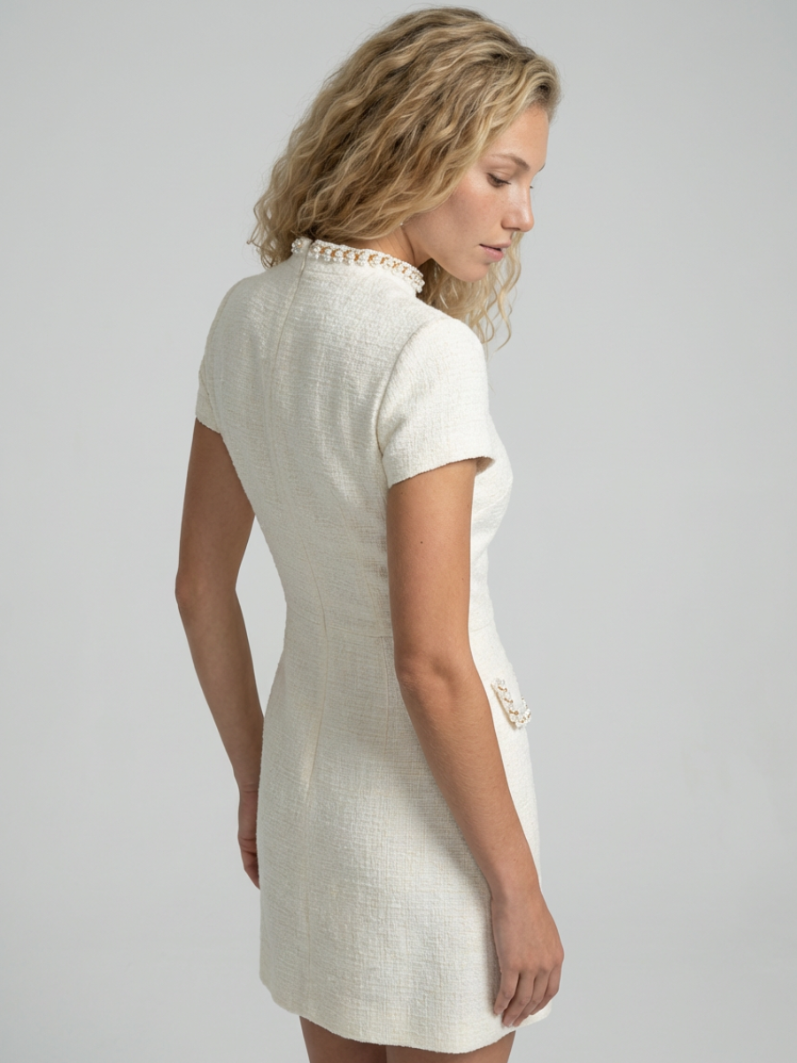 Colette | Mini Dress with Pearl Trim
