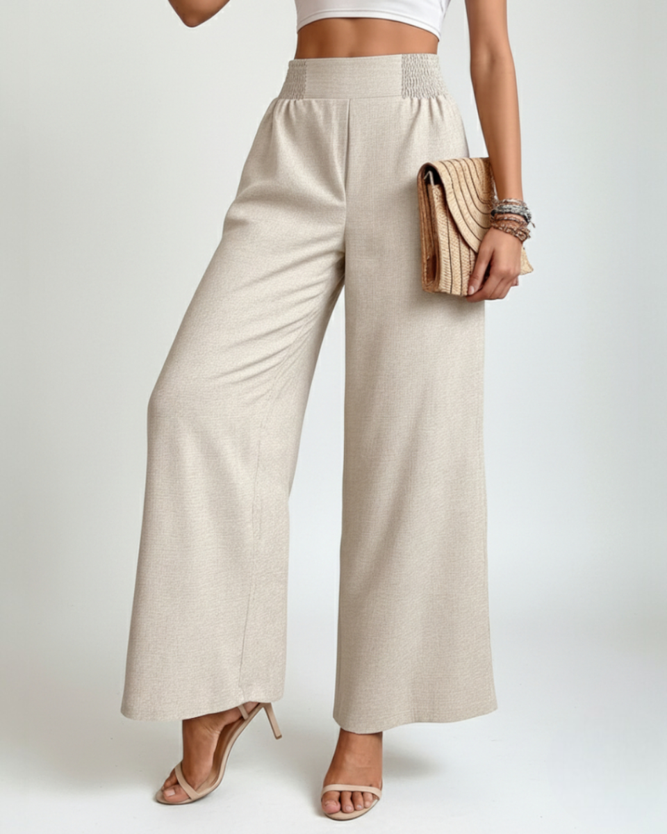 Lina | Wide-Leg Trousers with Elastic Waist