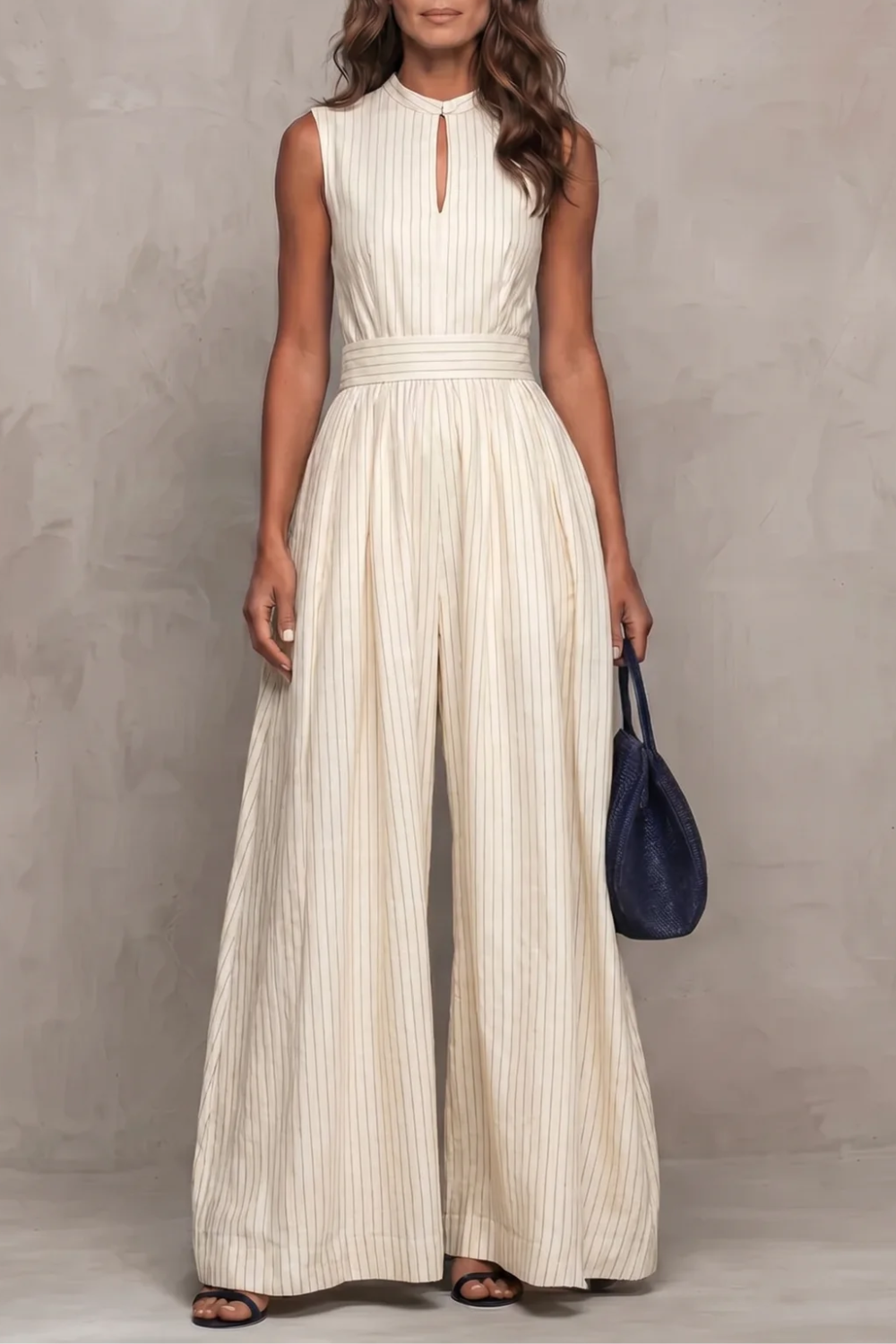 Séréna | Striped Keyhole Wide-Leg Jumpsuit