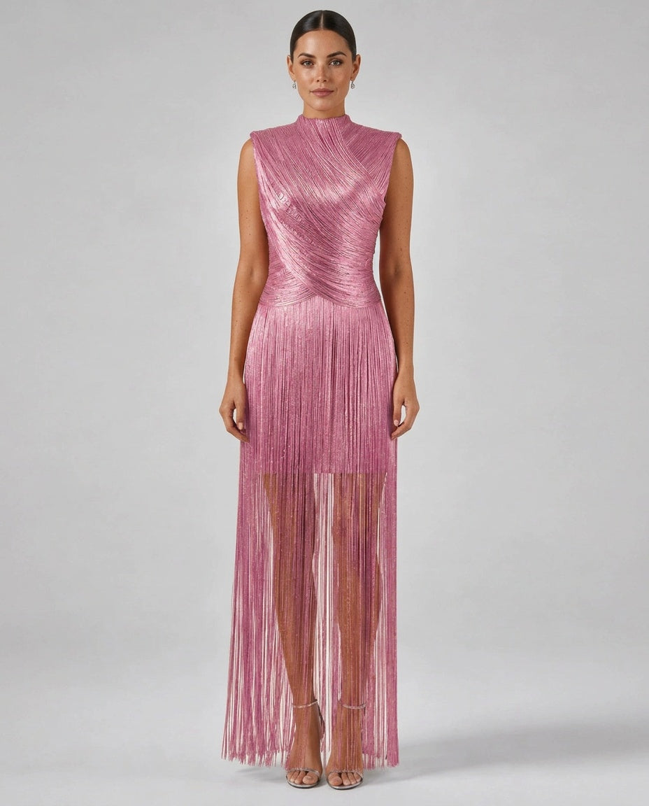 Giselle | Bandage Tassel Sleeveless Maxi Dress