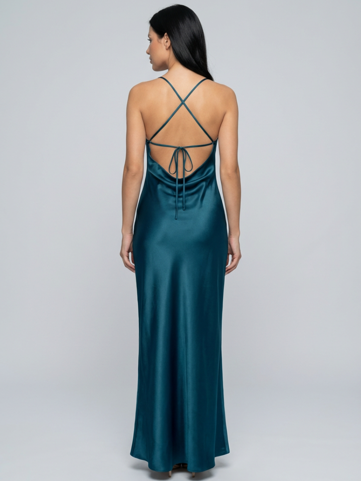 Sia | Cowl Neck Maxi Dress with Open Back