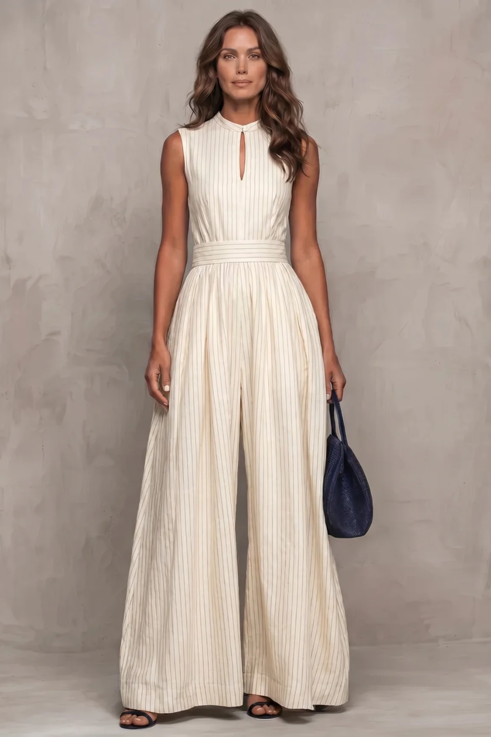 Séréna | Striped Keyhole Wide-Leg Jumpsuit