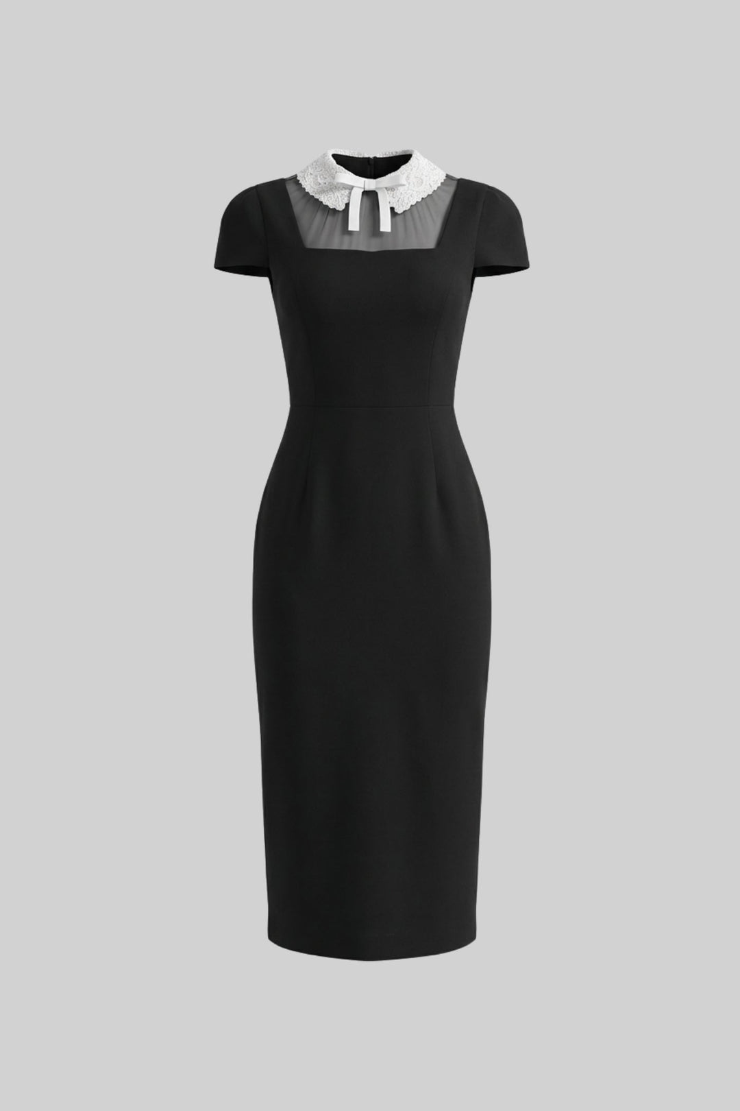 Pia | Cap Sleeve Lace Collar Midi Dress
