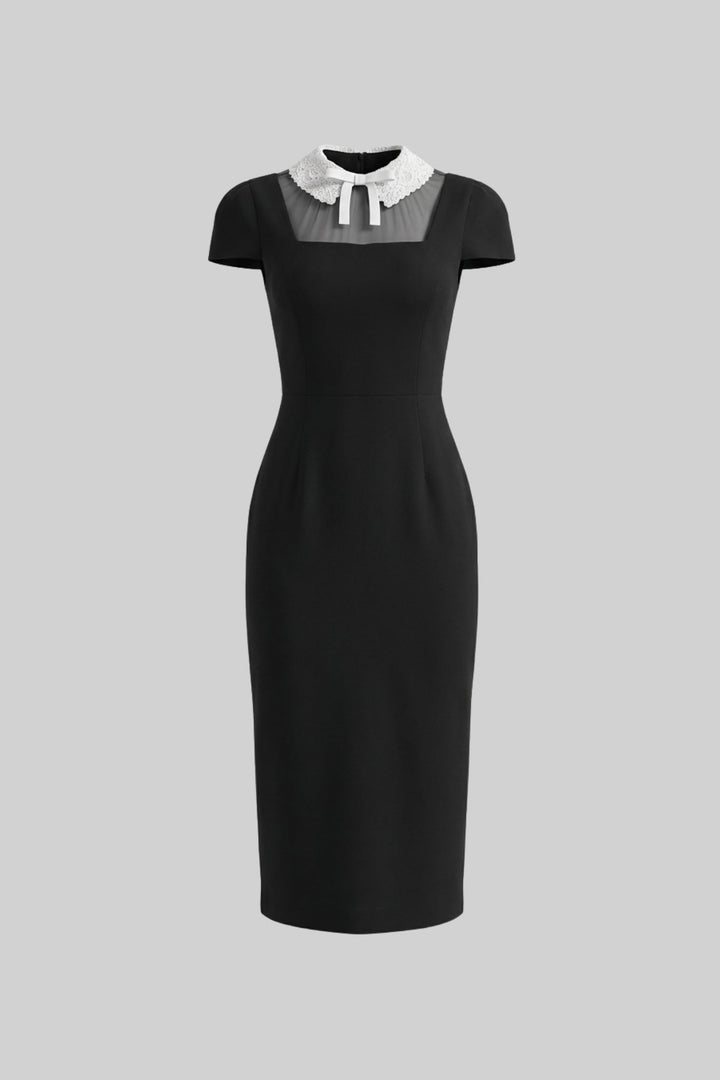 Pia | Cap Sleeve Lace Collar Midi Dress
