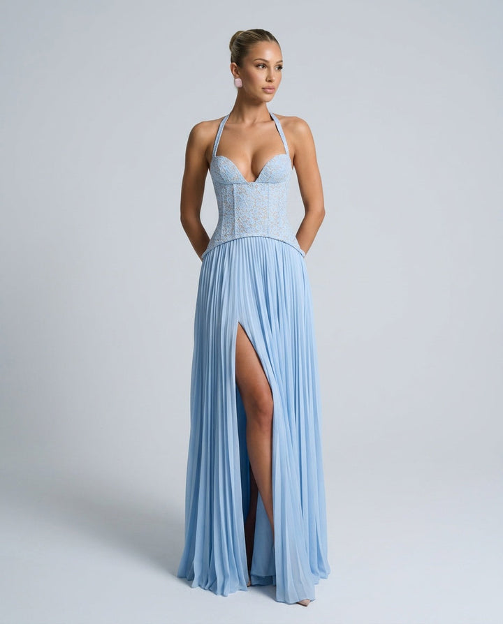 Zara | Sweetheart Lace Splicing Pleated Maxi Dress