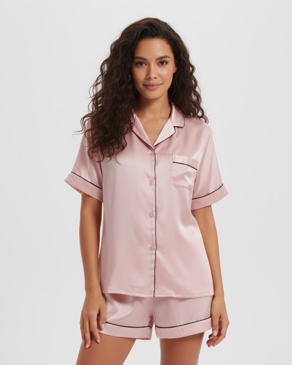 Marise | Short Sleeve Pyjama Set in Pure Silk