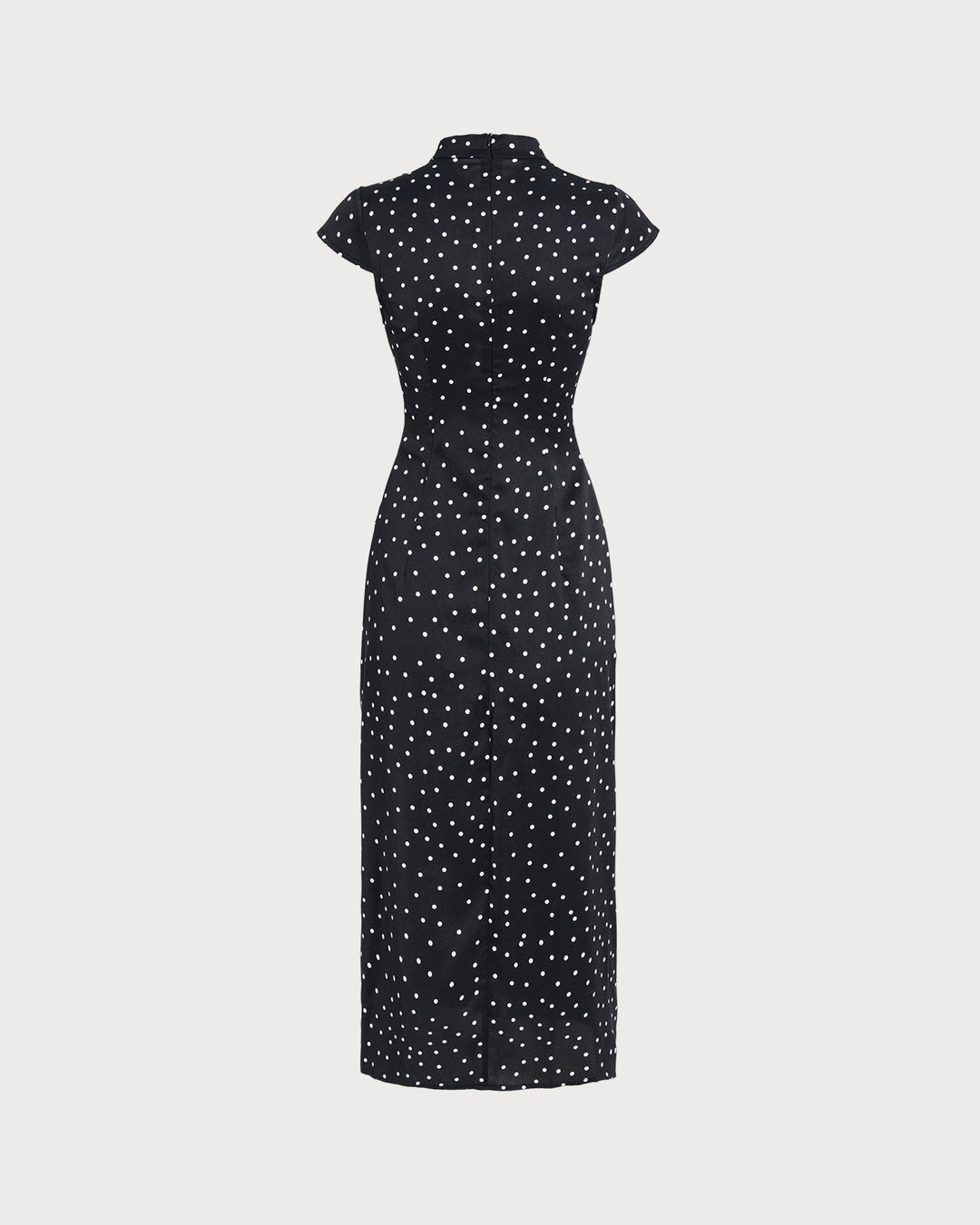Noor | Mandarin Collar Polka Dot Midi Dress