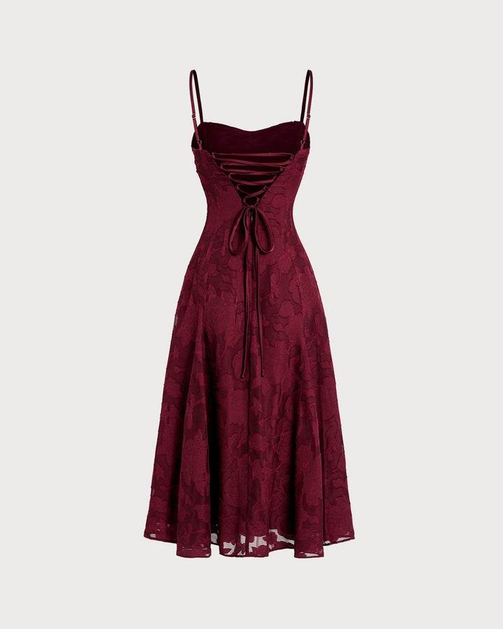 Sienna | Sweetheart Jacquard Slip Midi Dress