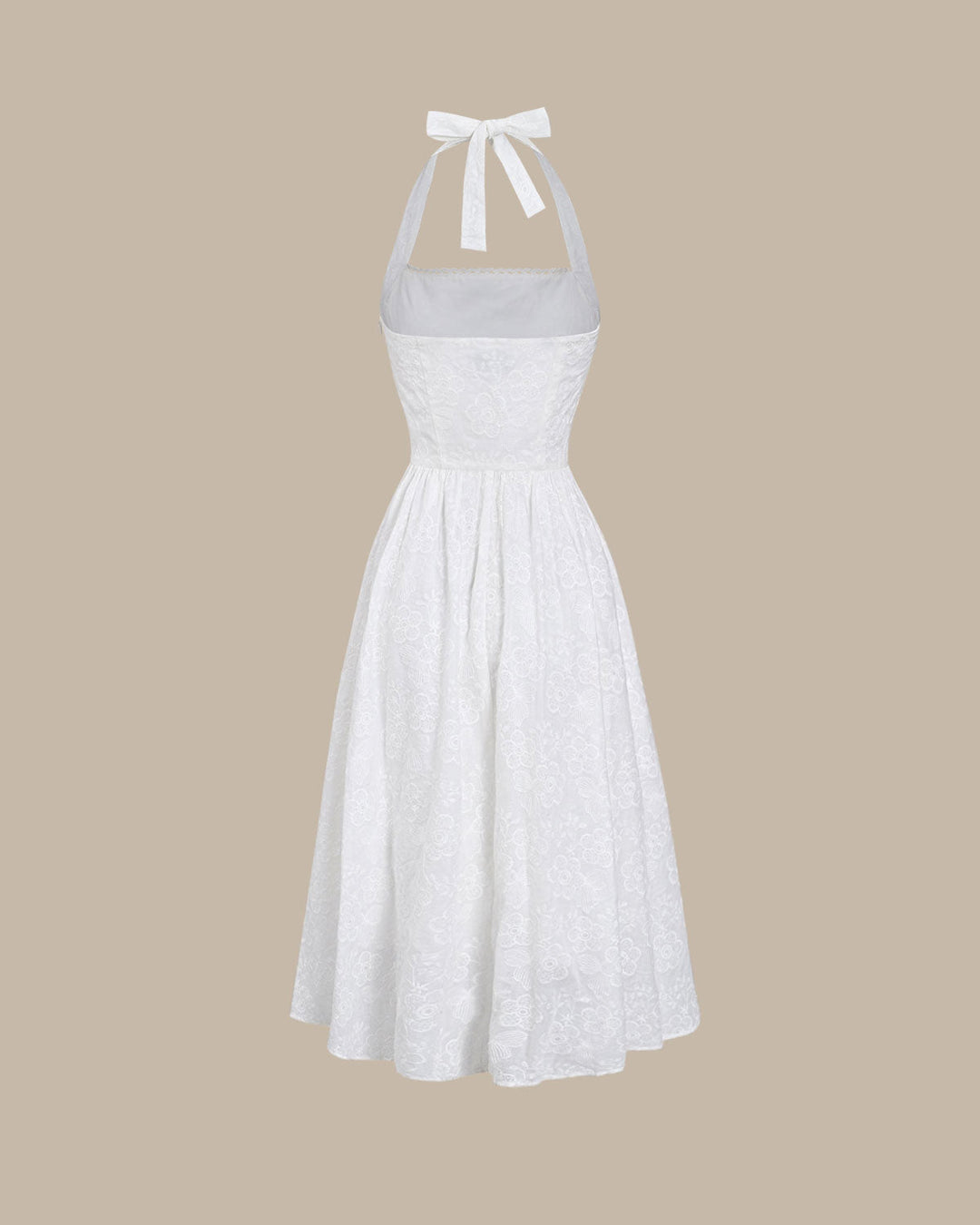 Kira | Embroidered Halter Midi Dress