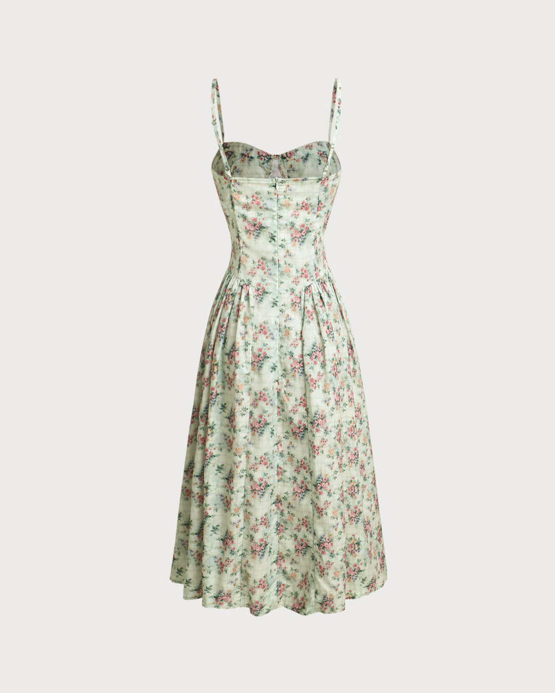 Camille | Floral Sweetheart Pleated Slip Midi Dress