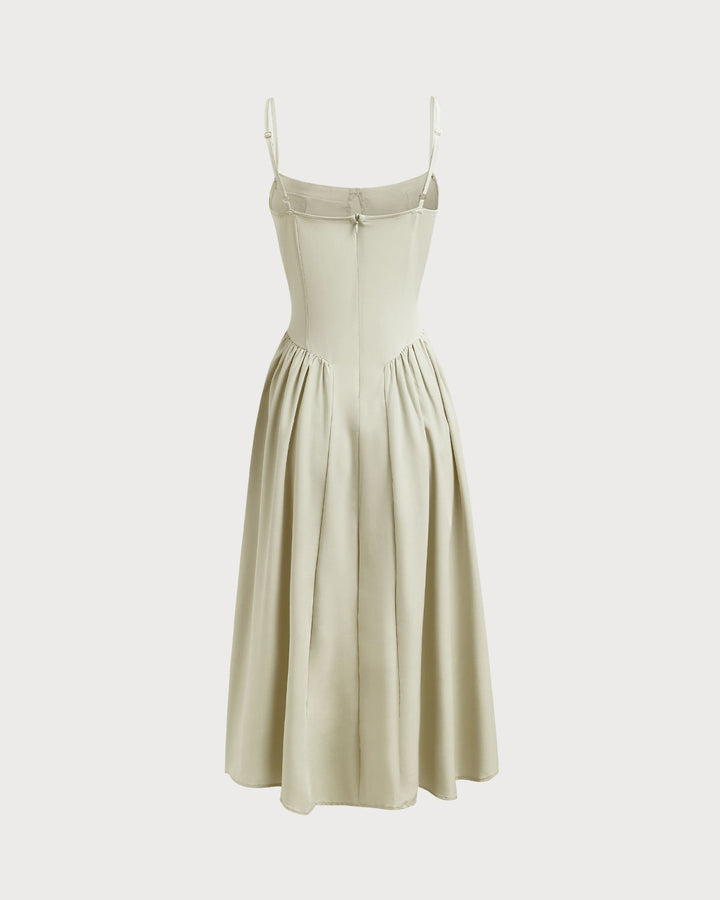 Cleo | Square Neck Pocket Slip Midi Dress