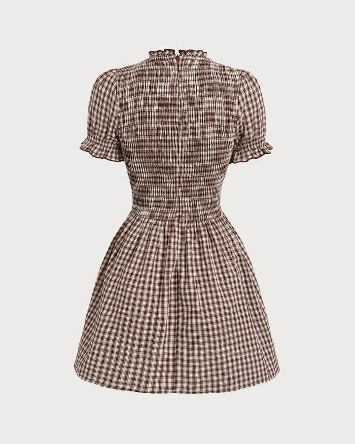 Cleo | Gingham Puffed Sleeve Mini Dress