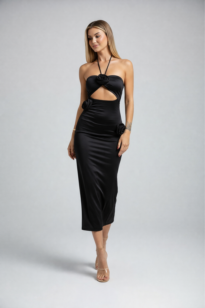 Rosalia | Midi Dress with Halter Neck