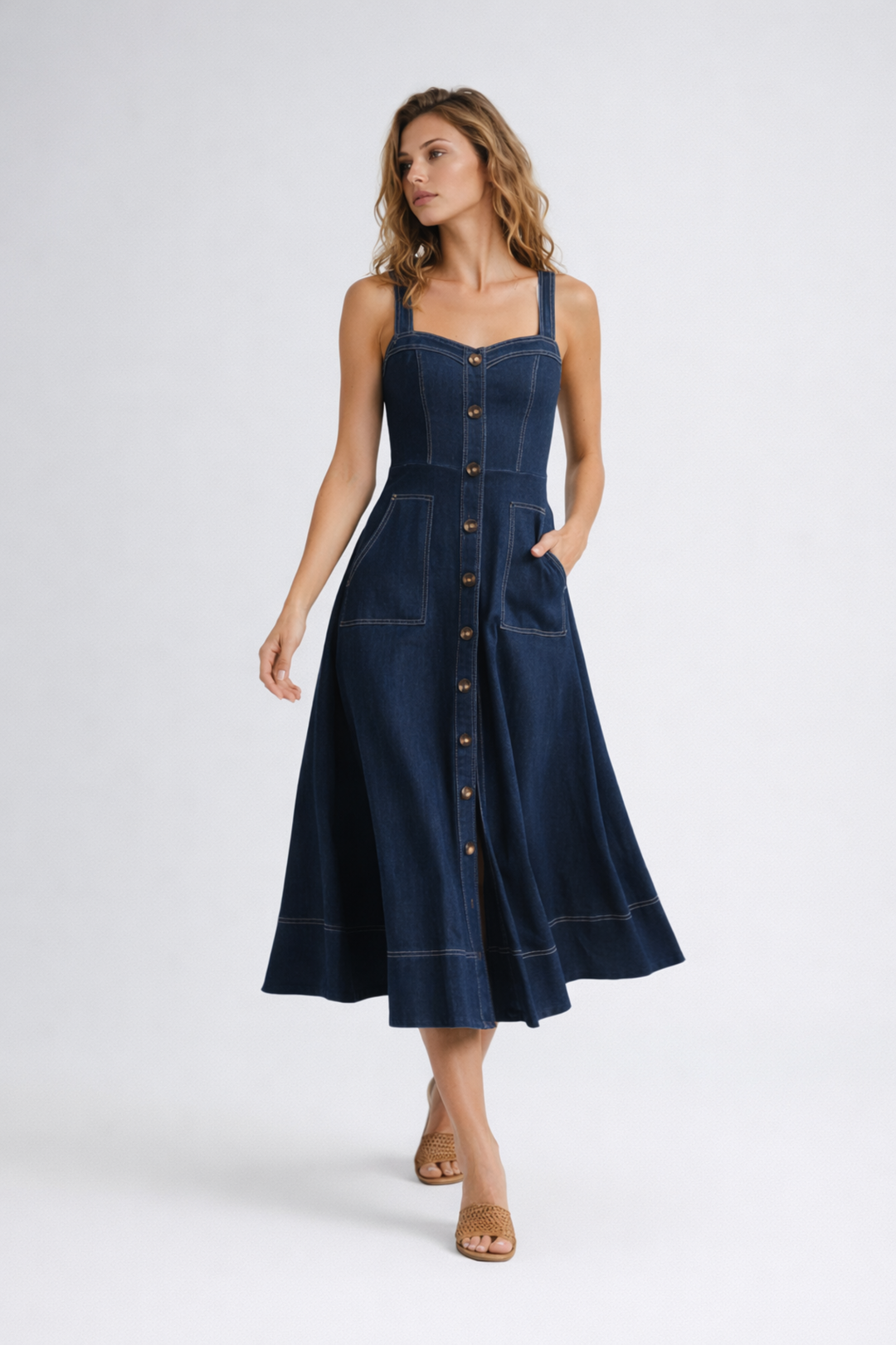Romy | Denim Midi Dress