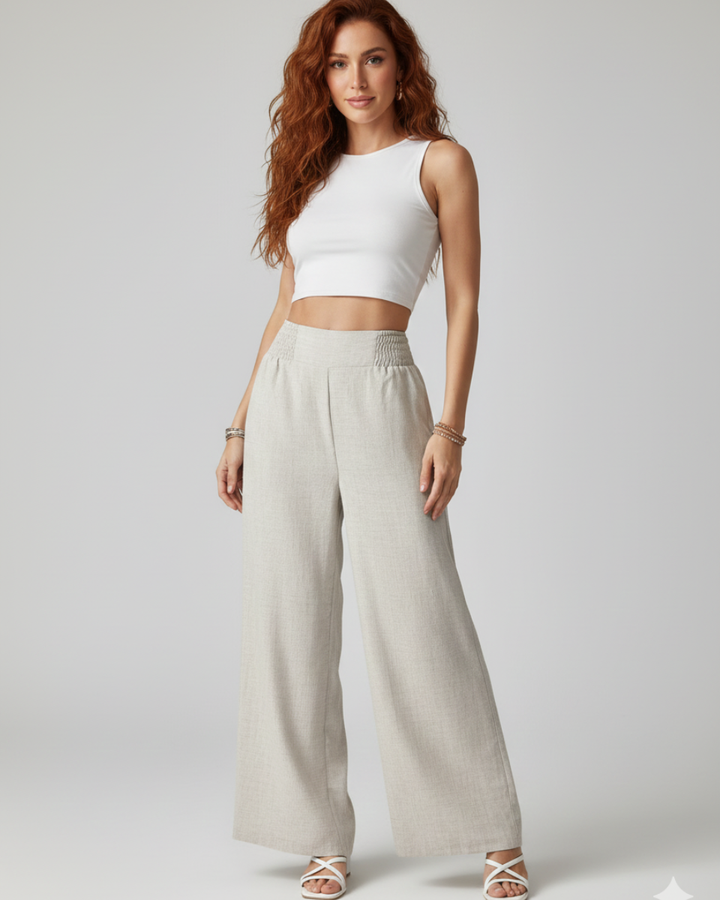 Lina | Wide-Leg Trousers with Elastic Waist
