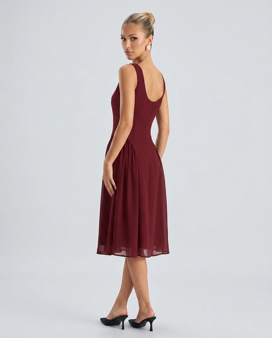 Fleur | Sleeveless Chiffon Midi Dress
