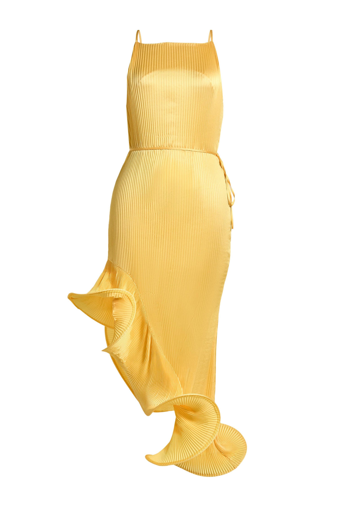 Fleuret | Spaghetti Strap 3D Ruffle Hem Midi Dress