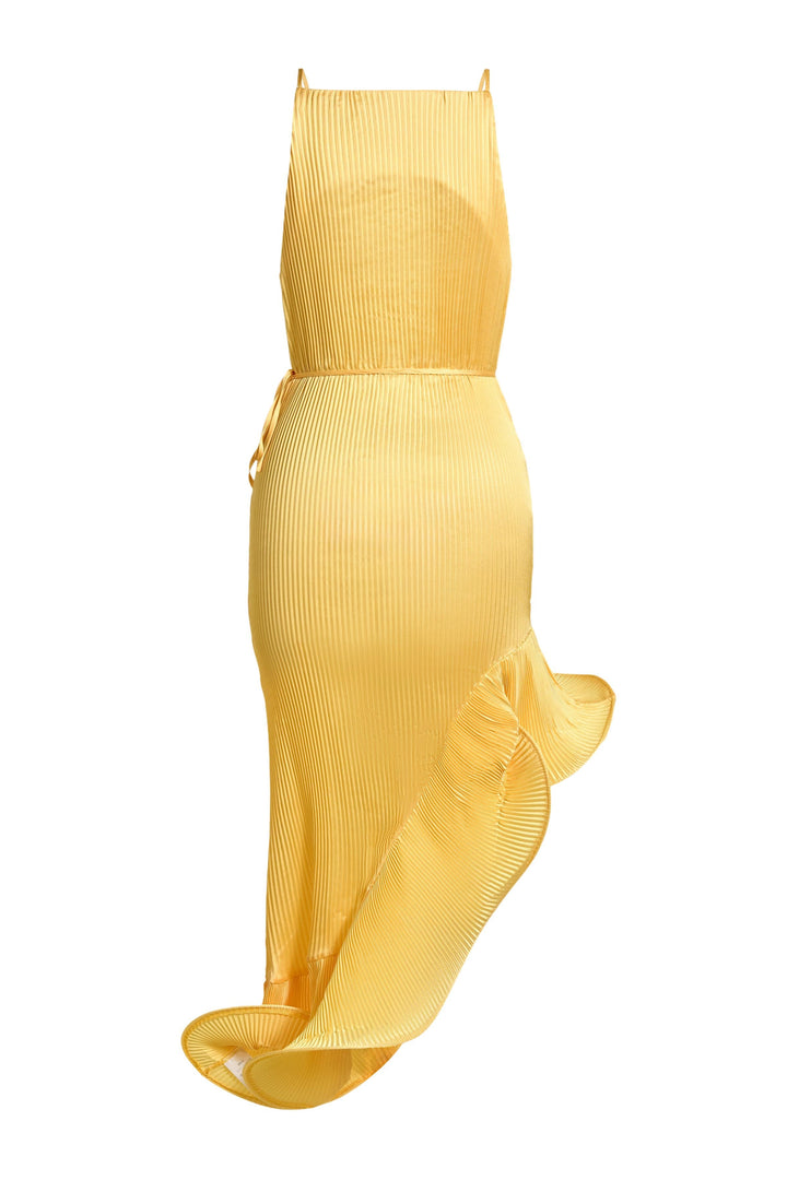 Fleuret | Spaghetti Strap 3D Ruffle Hem Midi Dress