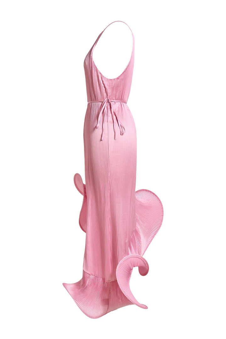 Fleuret | Spaghetti Strap 3D Ruffle Hem Midi Dress