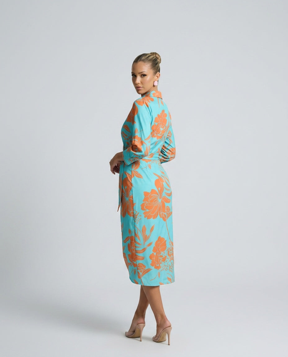 Esmee | Wrap Midi Dress in Print &amp; Solid Colours