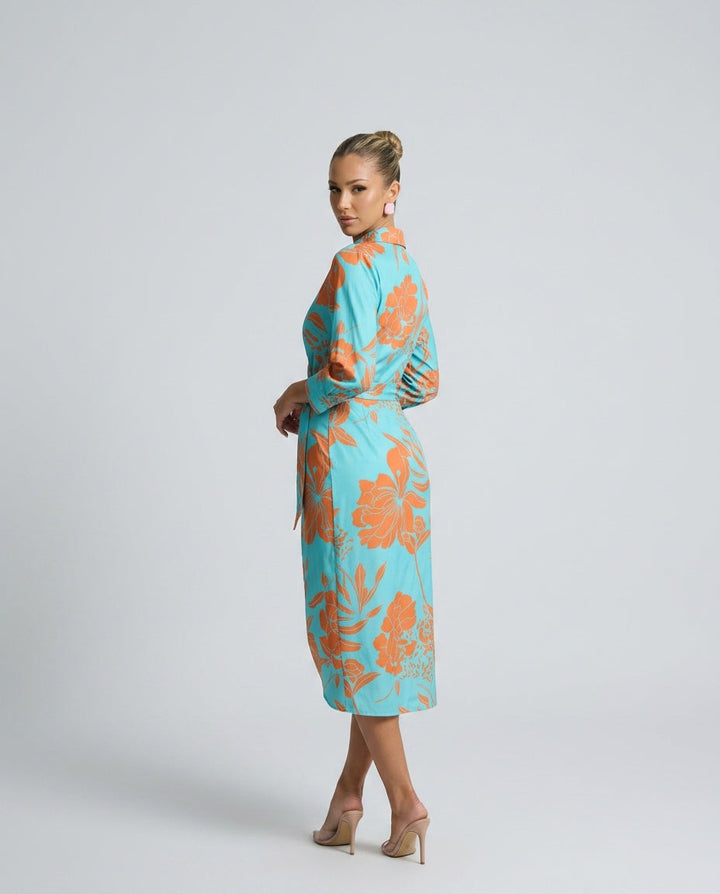 Esmee | Wrap Midi Dress in Print &amp; Solid Colours