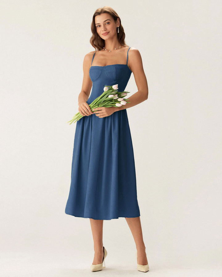 Fleur | Square Neck Pocket Slip Midi Dress