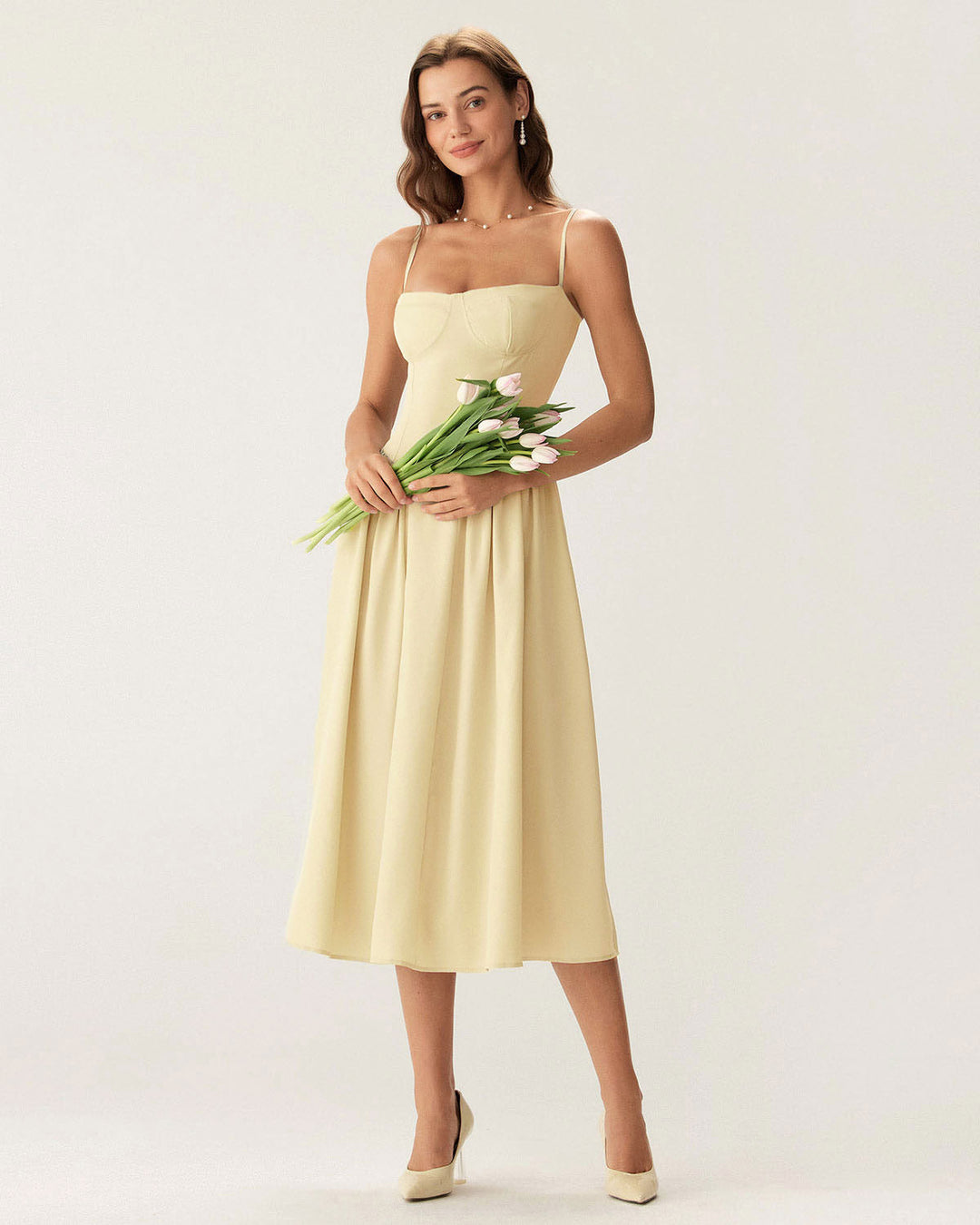 Fleur | Square Neck Pocket Slip Midi Dress