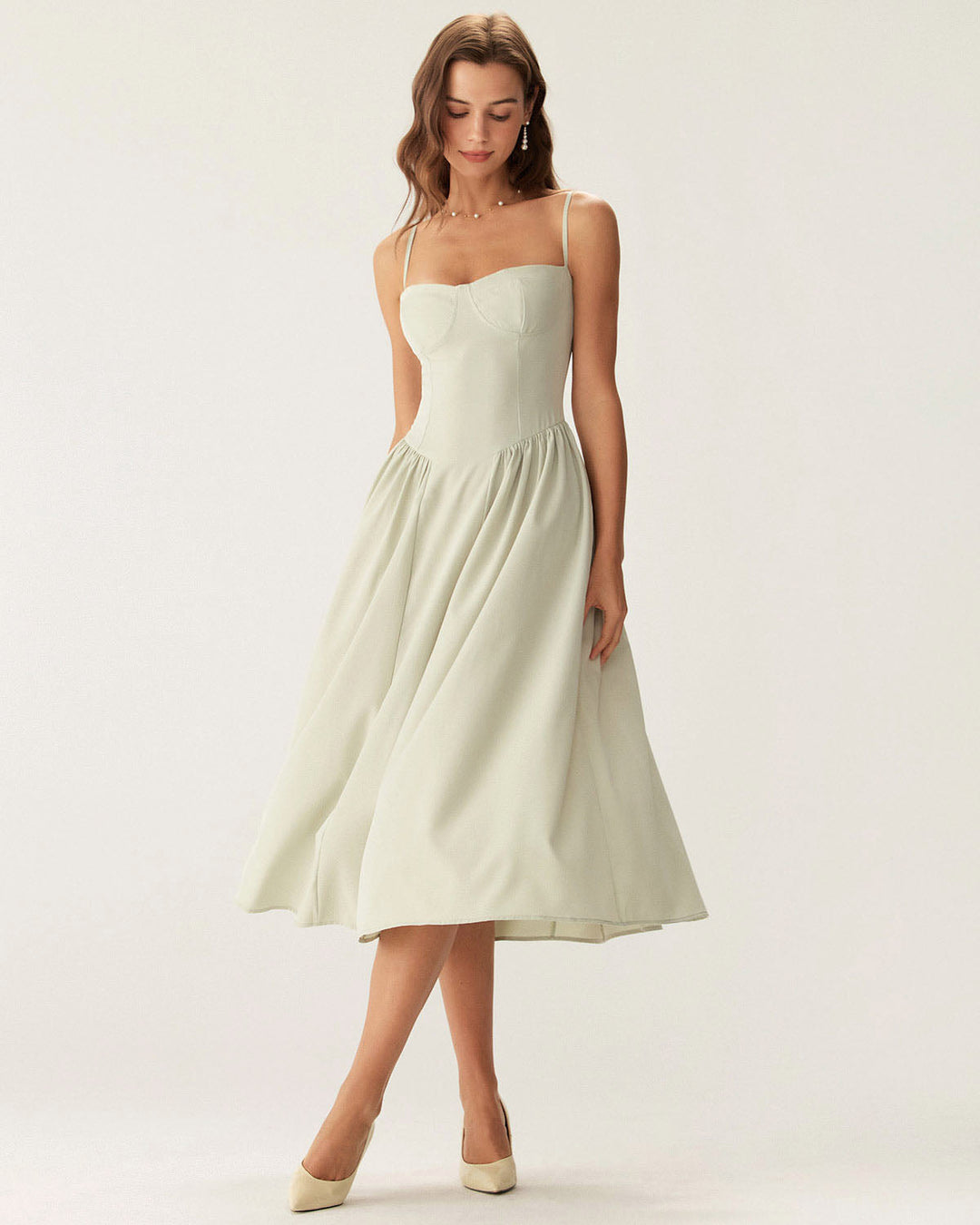 Cleo | Square Neck Pocket Slip Midi Dress