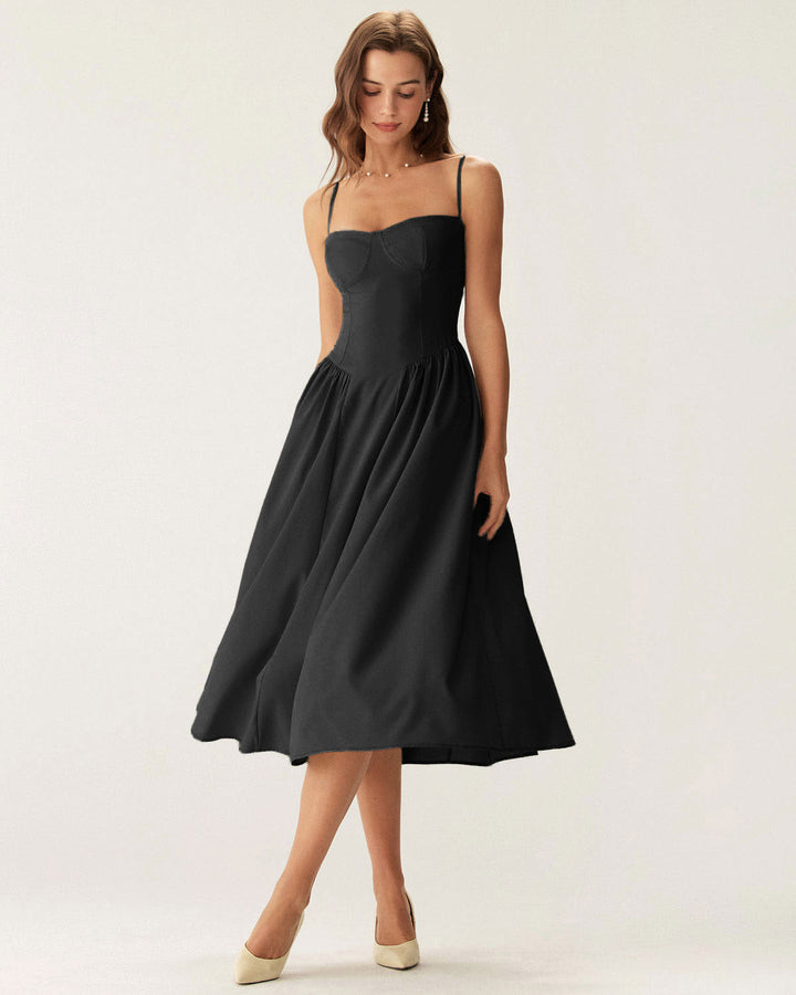 Imogen | Square Neck Pocket Slip Midi Dress