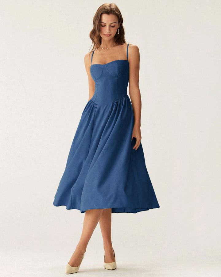 Fleur | Square Neck Pocket Slip Midi Dress