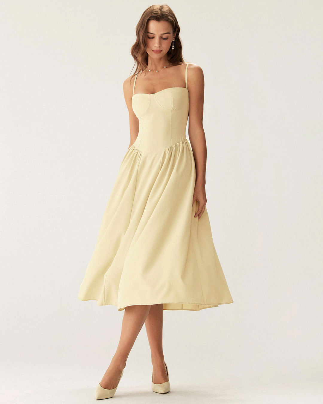 Fleur | Square Neck Pocket Slip Midi Dress