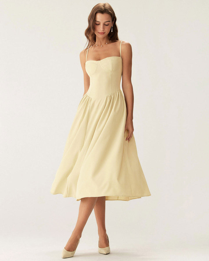 Fleur | Square Neck Pocket Slip Midi Dress