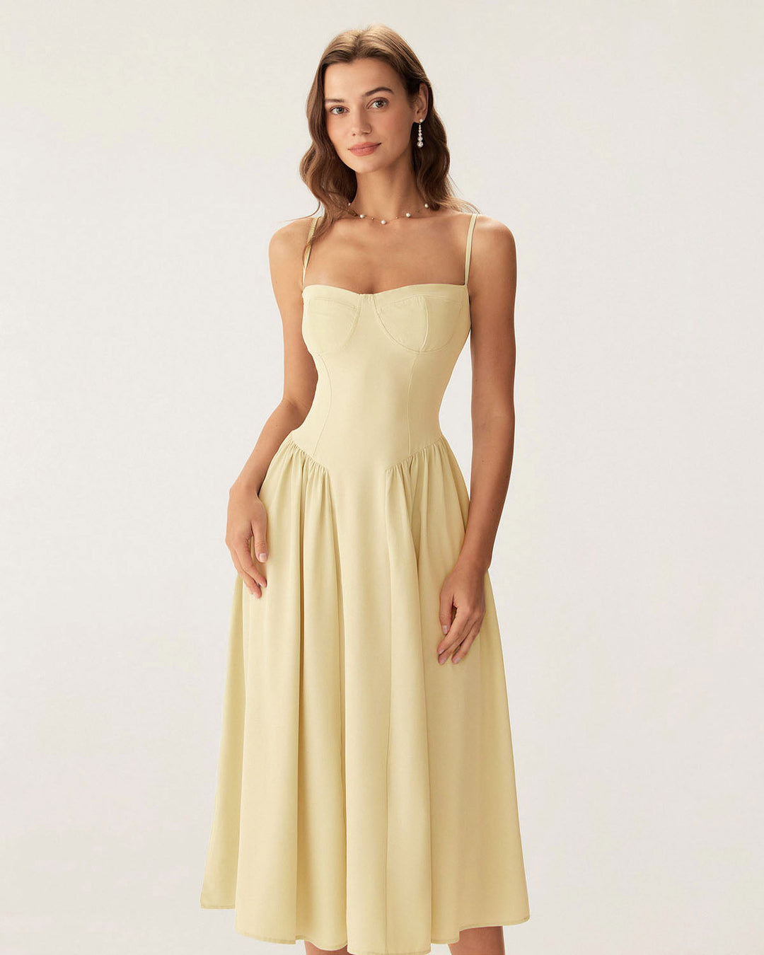 Fleur | Square Neck Pocket Slip Midi Dress