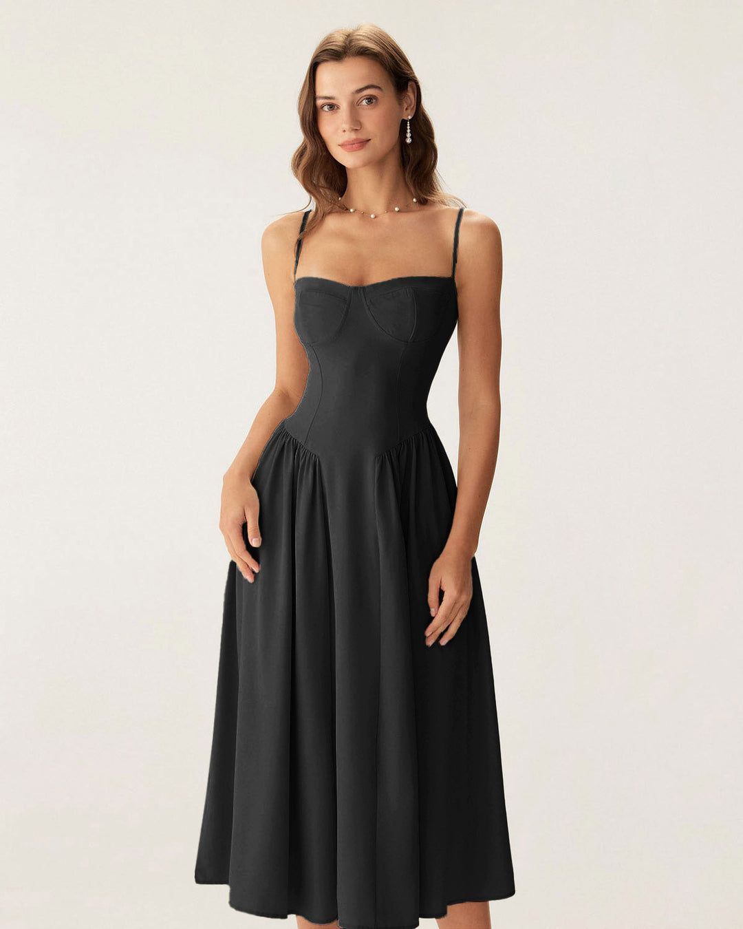 Imogen | Square Neck Pocket Slip Midi Dress