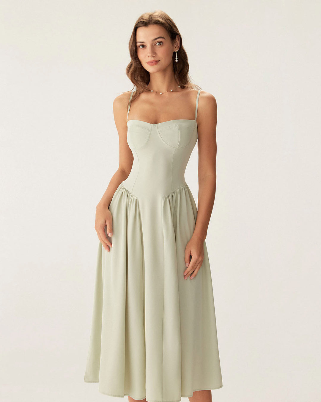 Cleo | Square Neck Pocket Slip Midi Dress