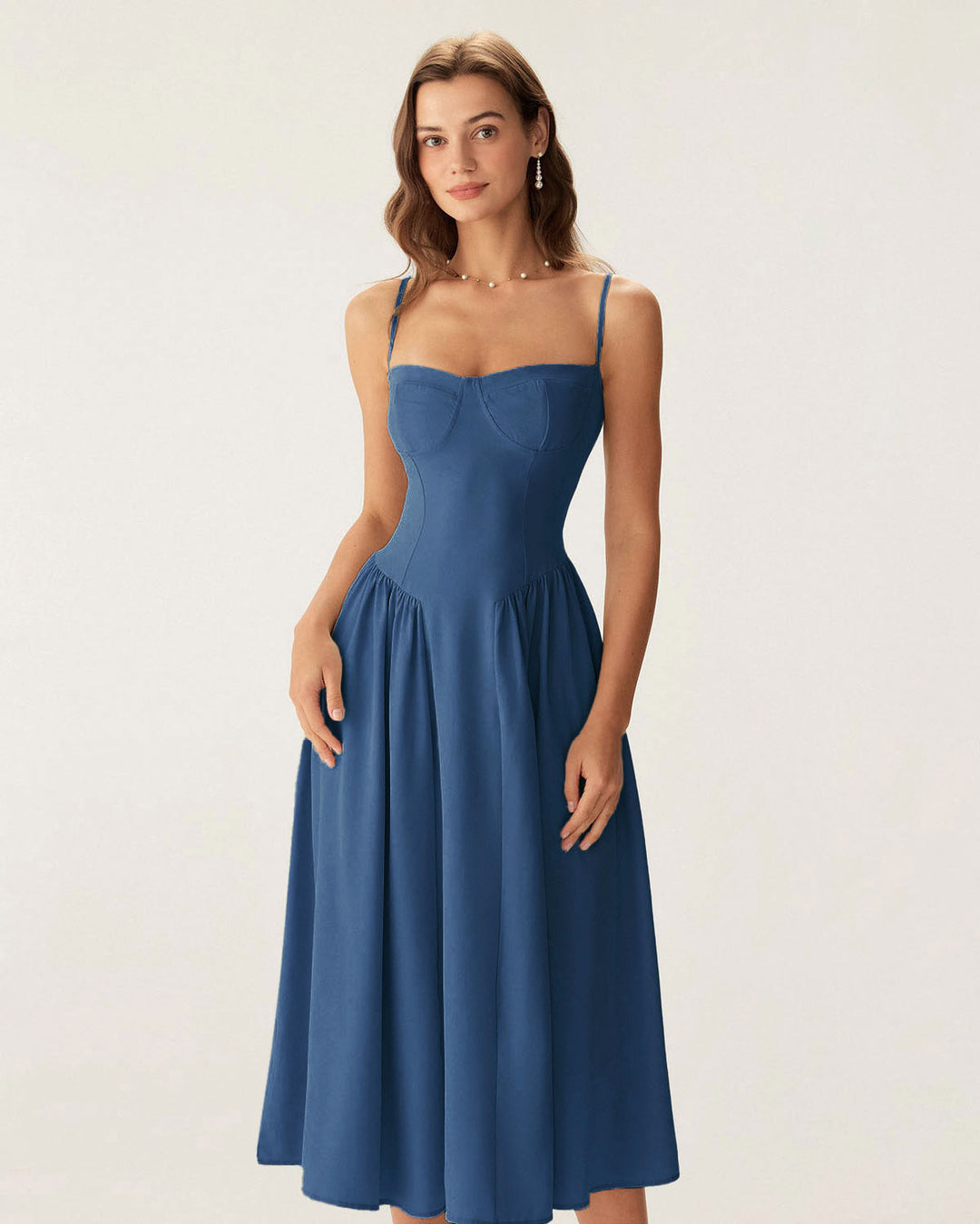 Fleur | Square Neck Pocket Slip Midi Dress