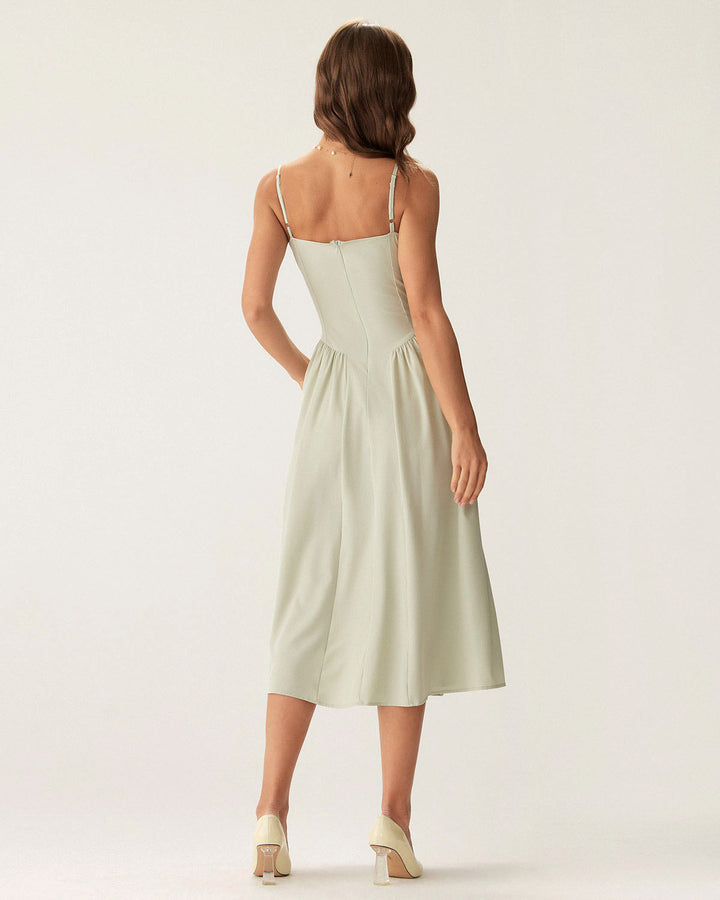 Cleo | Square Neck Pocket Slip Midi Dress
