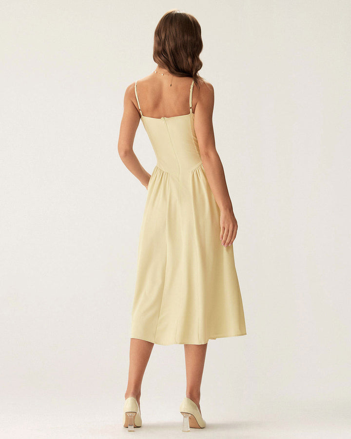 Fleur | Square Neck Pocket Slip Midi Dress