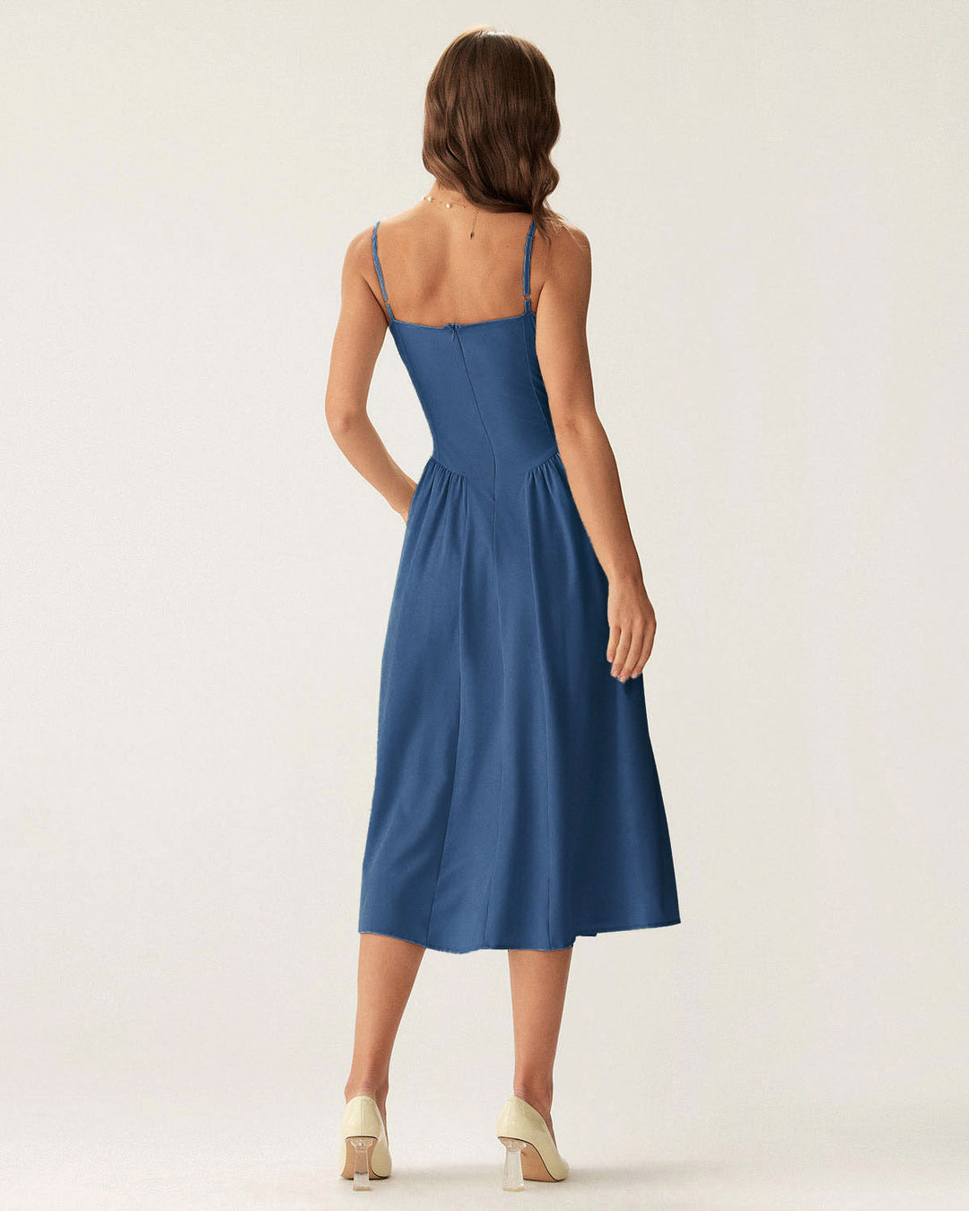 Fleur | Square Neck Pocket Slip Midi Dress