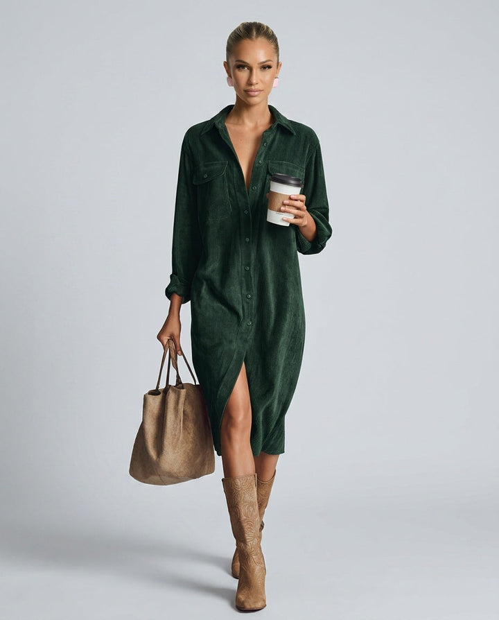 Marlowe | Corduroy Midi with Double Chest Pockets