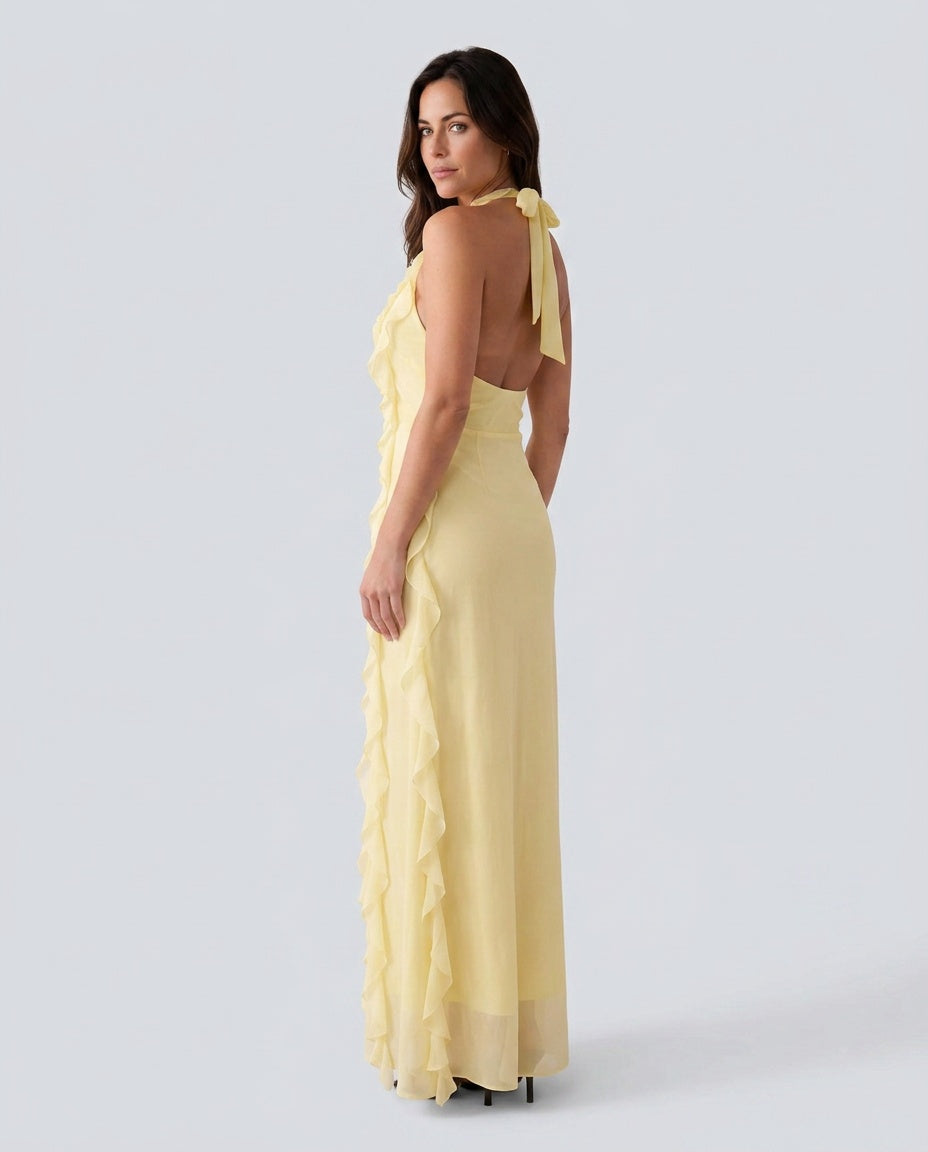 Josefine | Halter Plunge Neck Maxi Dress
