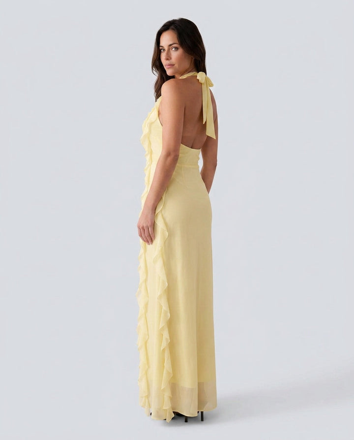 Josefine | Halter Plunge Neck Maxi Dress