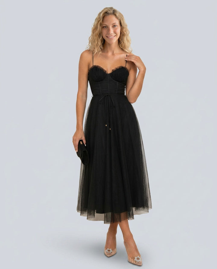 Celeste | Corset Tulle Midi Dress