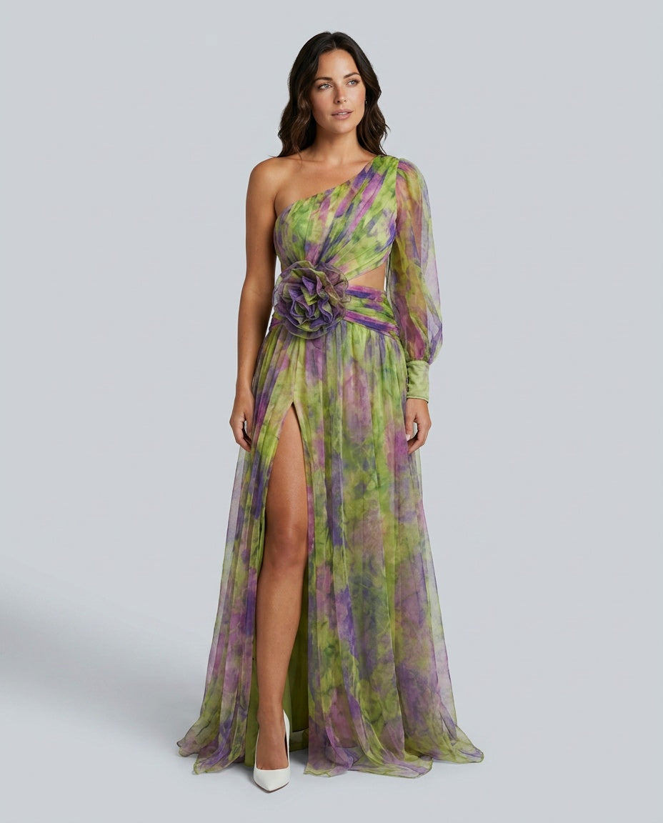Celeste | Maxi Off-Shoulder Printed Split Dress