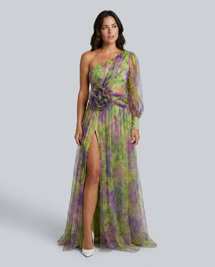 Celeste | Maxi Off-Shoulder Printed Split Dress