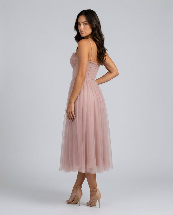 Celeste | Corset Tulle Midi Dress