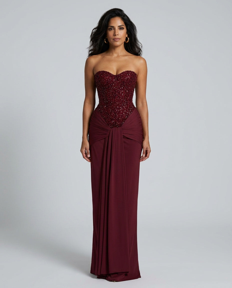 Ada | Sequin Off-Shoulder Sweetheart Maxi Dress