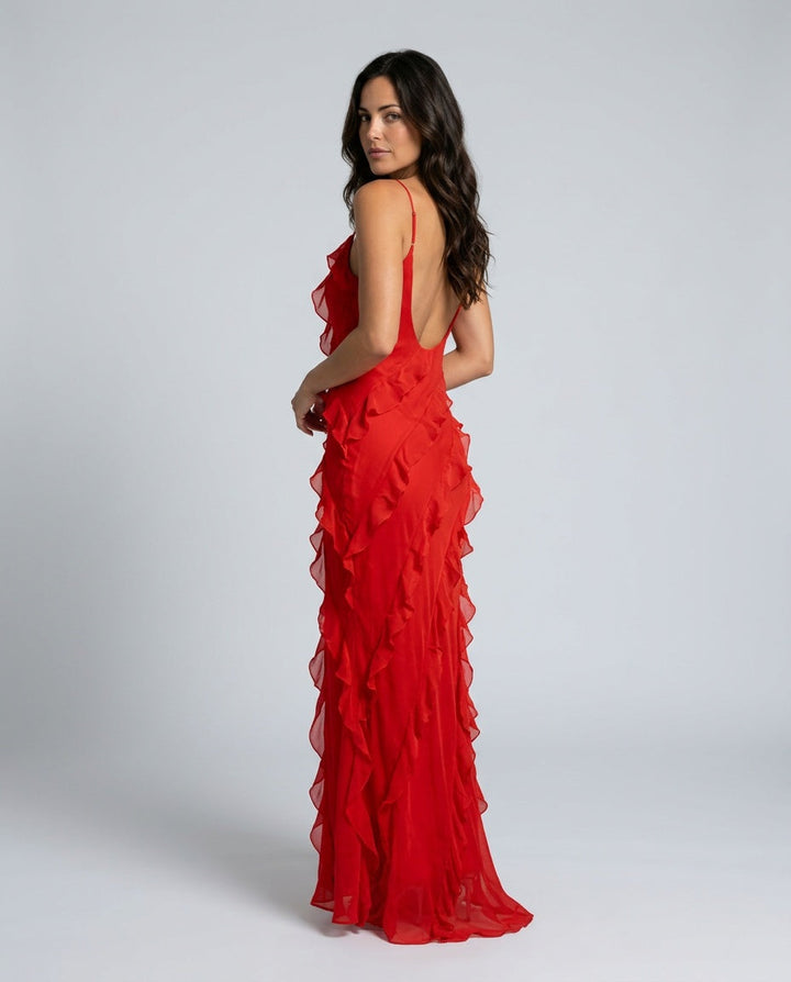 Ottilie | Romantic Ruffle Chiffon Maxi Dress