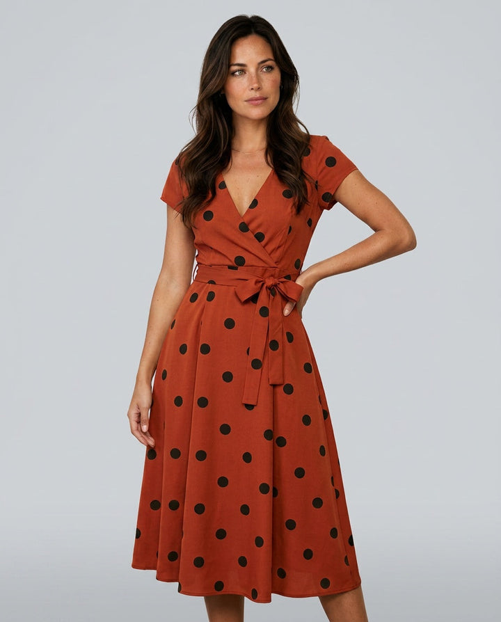 Camille | Polkadot Wrap Midi Dress