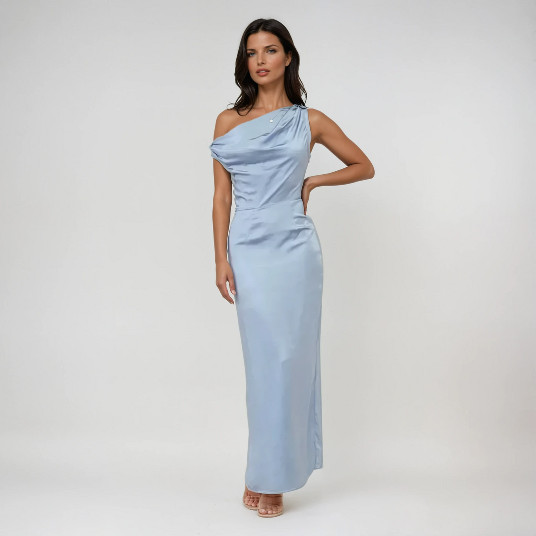 Coralie | Draped Satin Maxi Gown